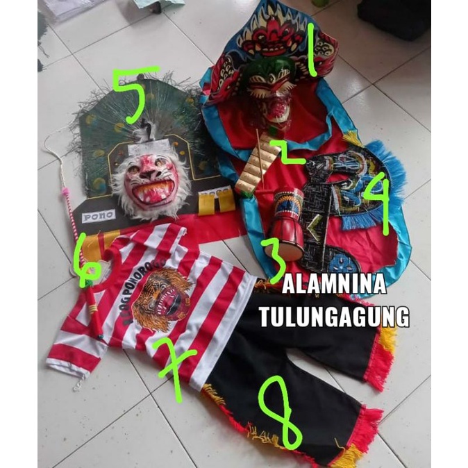 setelan kuda lumping kaos reog Ponorogo topeng dadak merak jimbe gambang cambuk