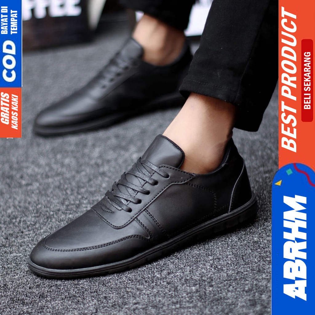 Abrhm Mugen - Sepatu Formal Pantofel Pria Hitam Kerja Kantor