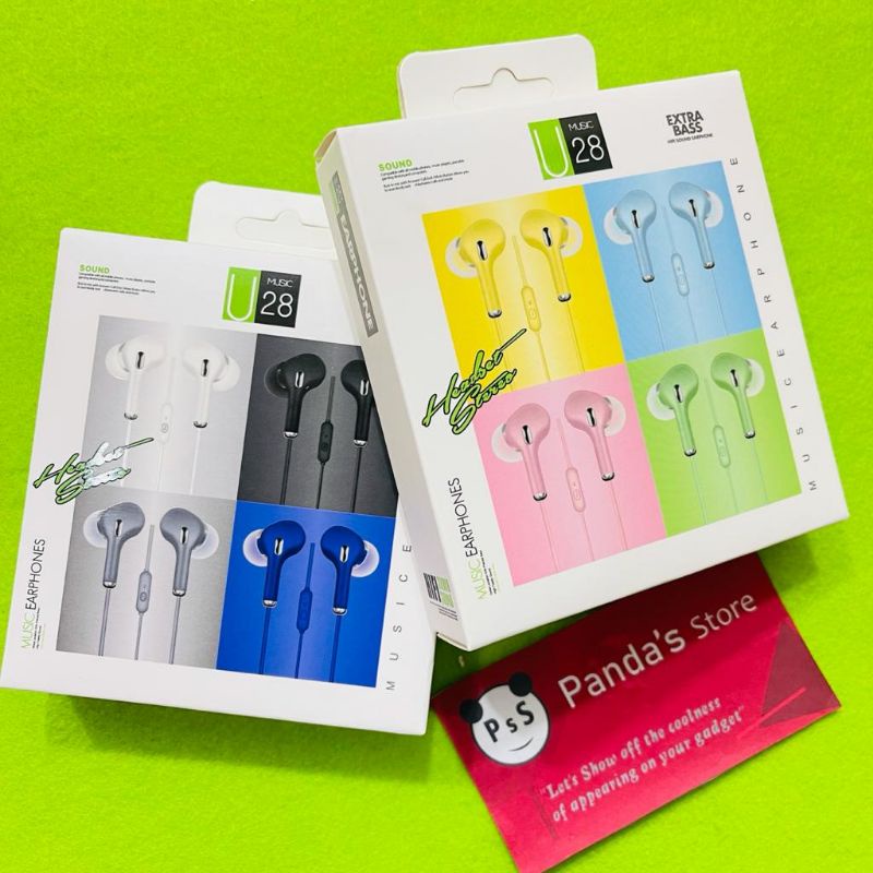 Hf Earphone Makaron U28 Xtra Bass Full candy color [Premium]