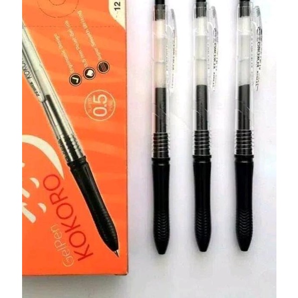 

❂ BALLPOINT GEL 0.5 KOKORO PAK (TINTA WARNA HITAM) ZEBRA ◙