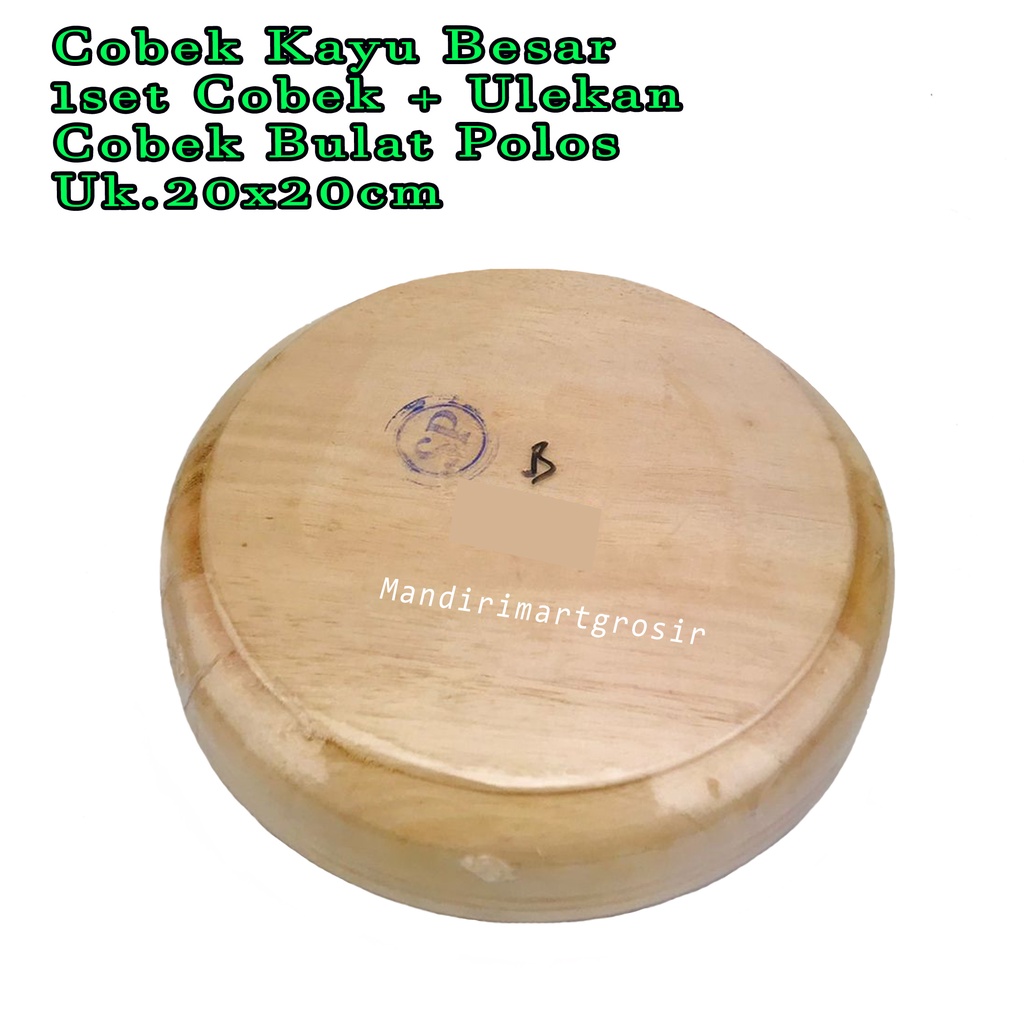 1set Cobek + Ulekan *Cobek Kayu Besar * Cobek Bulat Polos * Uk.20x20cm