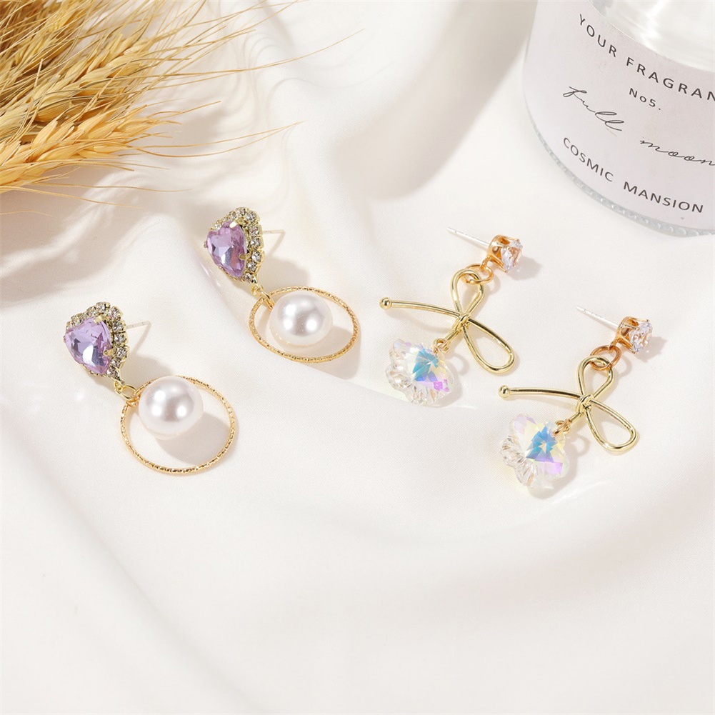 Hu Hu Hu Hu Hu Alat Bantu Pasang Kacamata♡ Anting Tusuk Gantung Panjang Hias Kristal Cubic Zirconia Imitasi Warna Gradasi Elegan Untuk Wanita