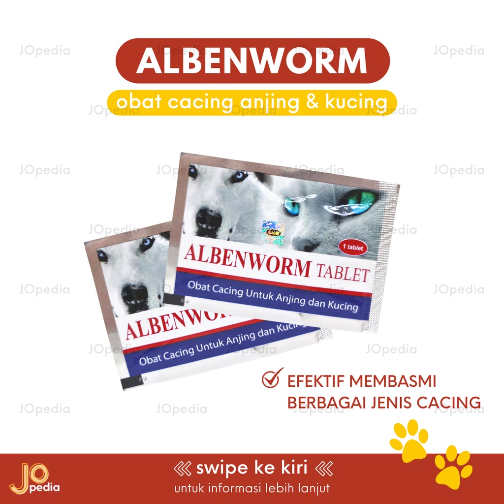 ALBENWORM TABLET Obat Cacing Kucing Anjing Cat Dog Tablets