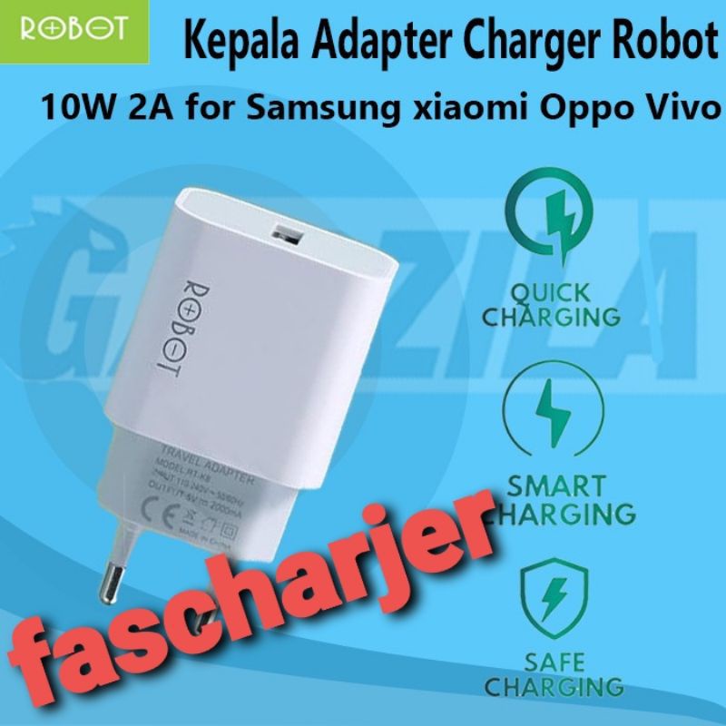 CHARGER CAS MERK ROBOT RT K8 TRAVEL ADAPTOR 10W 2A ORIGINAL CHARGER HP