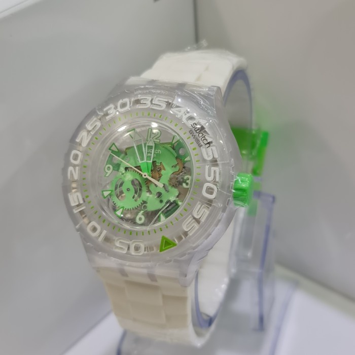 Swatch Chrono Fish White Green original garansi resmi ORI