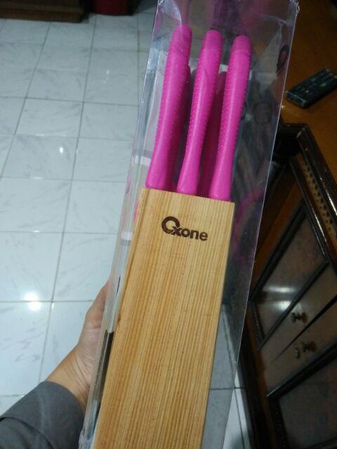 Home-klik Oxone Set Pisau - 6 Buah - Merah Muda Ox-961