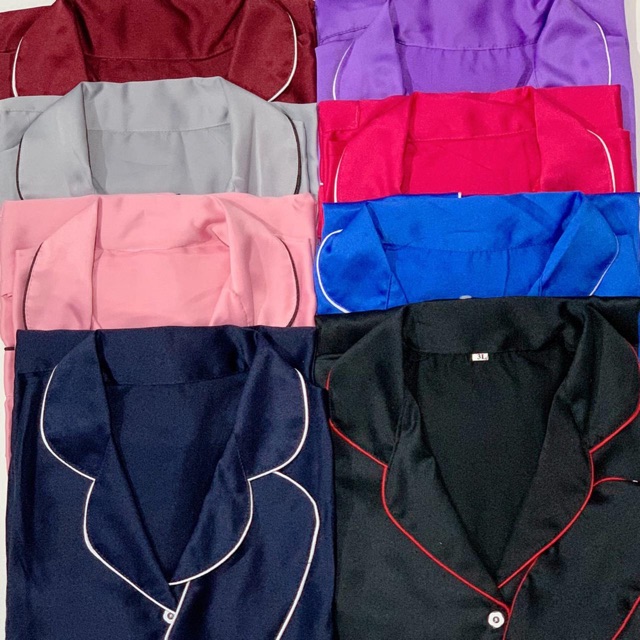 BAJU TIDUR PIYAMA SATIN LENGAN PANJANG CELANA PANJANG