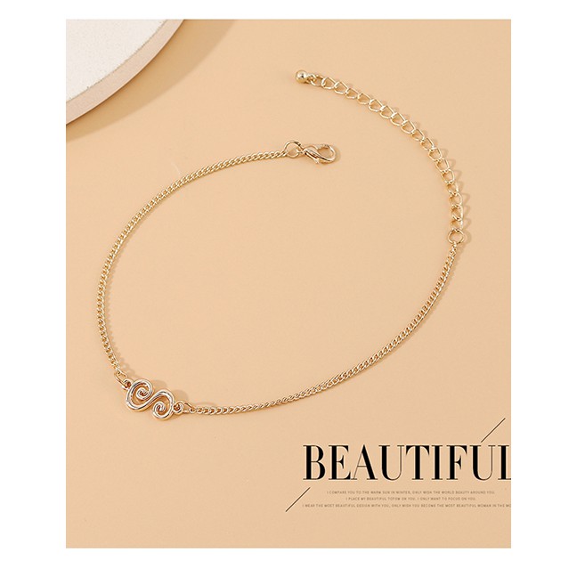 LRC Gelang Kaki Fashion Golden Leaf Geometric Alloy Y64453