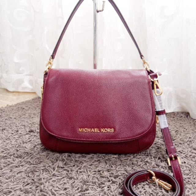 MK Bedford Flap Shoulder Leather Merlot