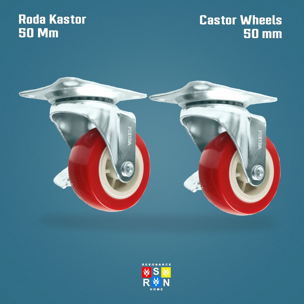 Roda Caster Plus Rem 50mm / Kaki Roda Etalase Troli Resonance Home