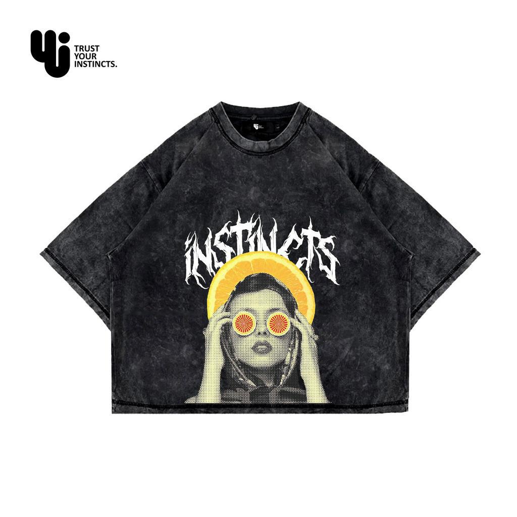 Yui T-Shirt Oversize Crop Top Black Washed