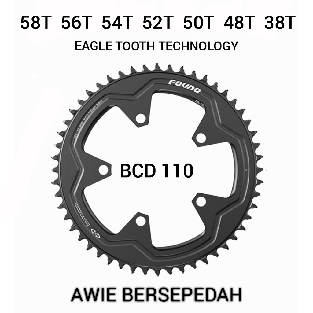 Chainring 58T 54T 52T 50T 48T 38T BCD 110 58 54 52 50 48 38 T BCD110 12 speed