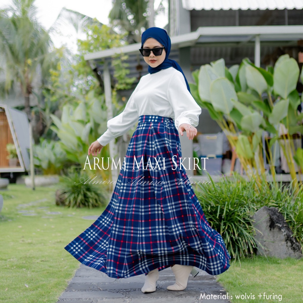 Rok Tartan Panjang Motif Kotak  Arumi Skirt Griyaraditya Almira