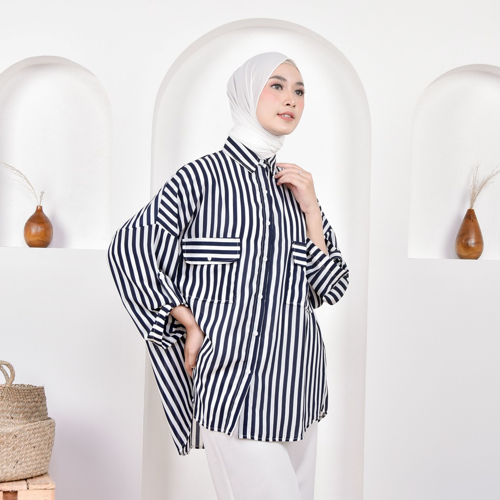 KEMEJA NATHA SALUR PREMIUM WOLFIS SHIRT BTS B383