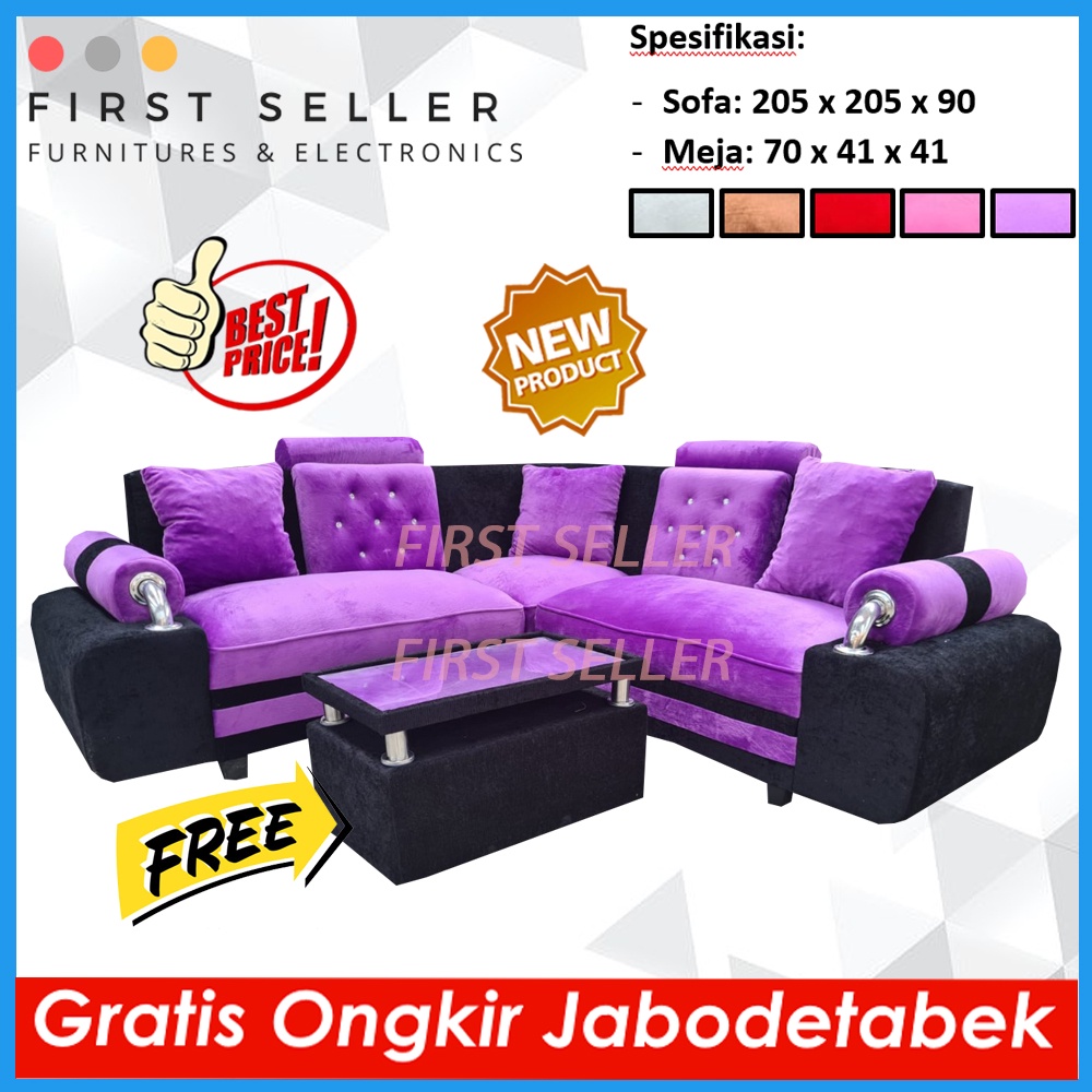 [FREE ONGKIR + MEJA] SOFA L SUDUT BLUDRU DAISIES BAHAN HALUS ORIGINAL ( ORI )100% (TERMURAH!)