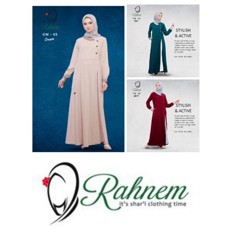 GAMIS RAHNEM GM 43 ( CREAM, HIJAU, MERAH)