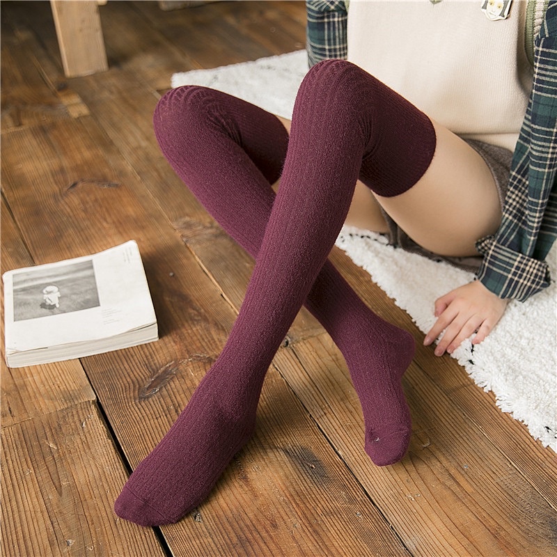 Kaos kaki rajut tinggi overknee long socks knitted winter cosplay musim dingin import korean style