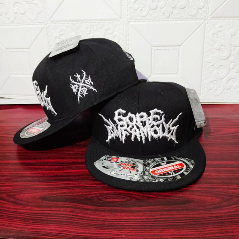 Topi Snapback metal distro pria Bordir Gore infomous