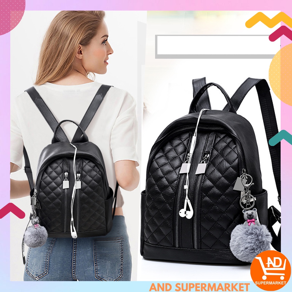 AND / COD / Tas Ransel Wanita Import Tas Punggung Wanita Motif Polos Tas Sekolah Perempuan Murah Backpack T246