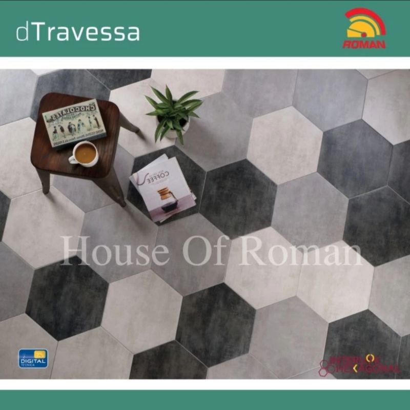 Roman Keramik Hexagonal dTravessa Segienam | Lantai Dinding Kamar Mandi Segienam Hexagonal Industria