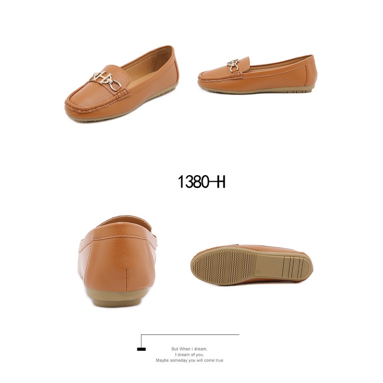 H Leather 'H' Iconic Wonen Flat Shoes #1380-H