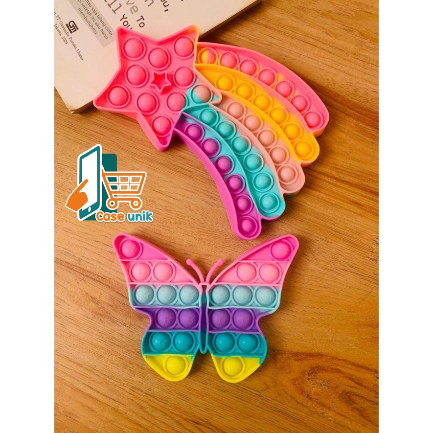 pop it fidget push bubble toys gelembung 3d rainbow pelangi karakter mainan anak CS3076