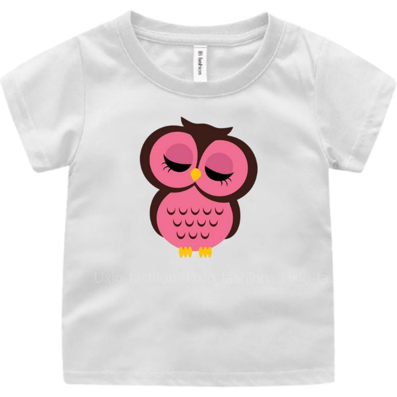 Baju Kaos Anak Perempuan Murah Motif Owls Sablon Digital Umur 2 3 4 5 6 7 8 9 Tahun Uxlo Fashion