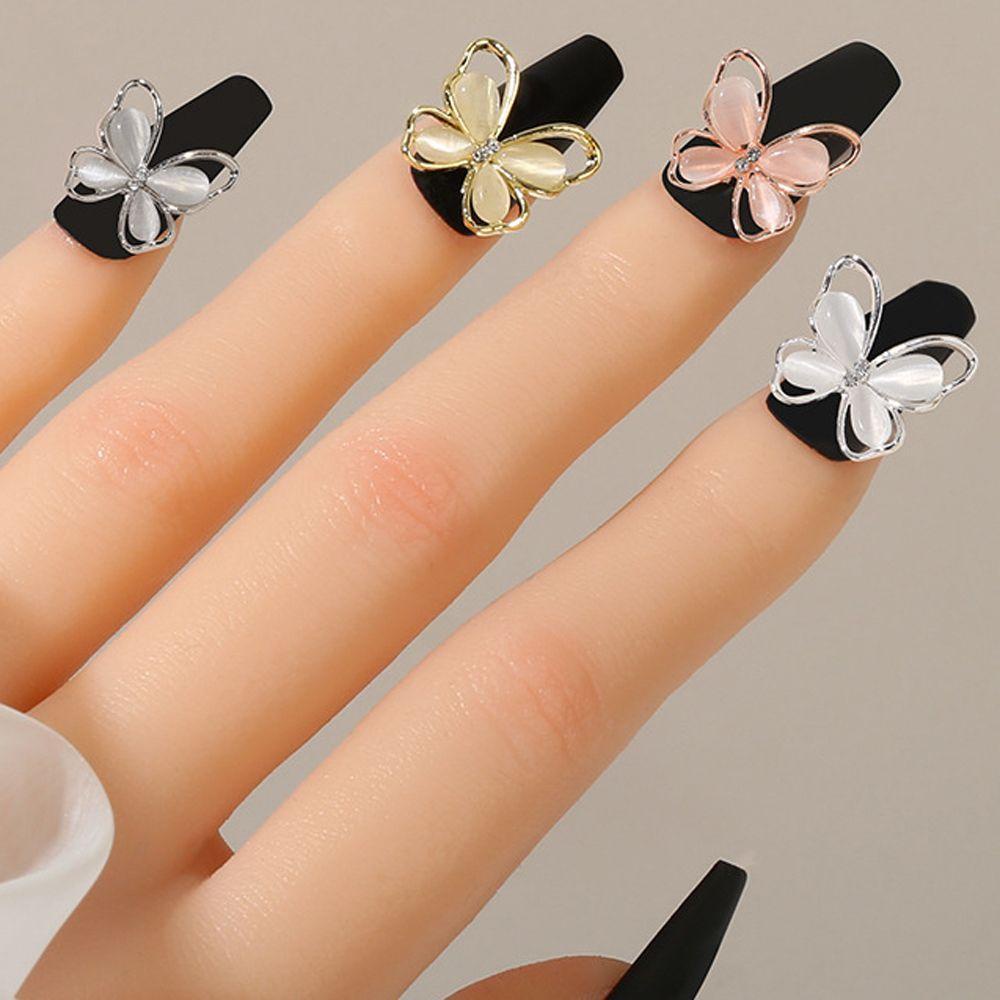 Rebuy Butterfly Nail Art Dekorasi Wanita Manicure Aksesoris Ins Style Cat Eye Batu Mata Kucing Bor Kuku
