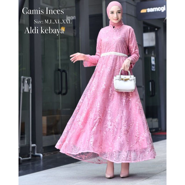 GAMIS INCES // BAHAN TILLE BORDIR KOMBINASI PAYET // By Aldi