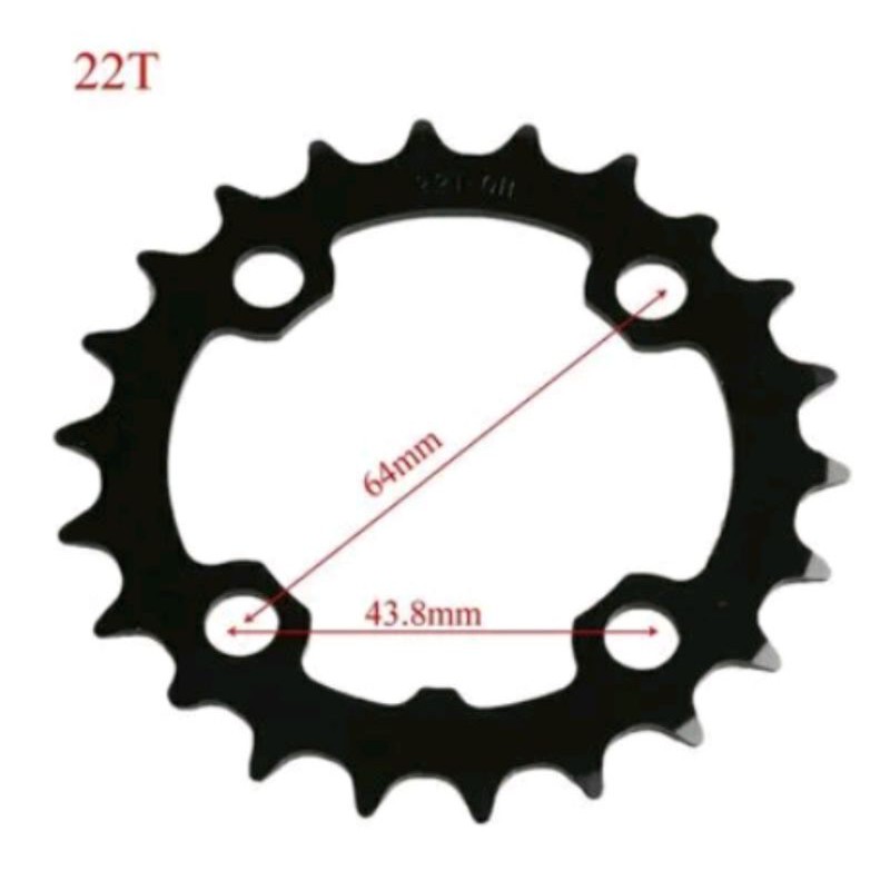 chainring 22T BCD 64 MM bahan steel . mtb shimano suntour acera alivio altus deore chain ring crank arm 64mm