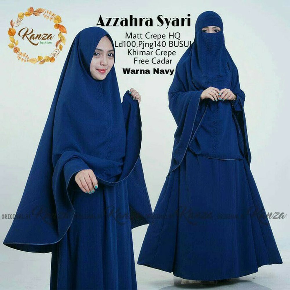 TERLARIS Azzahra Gamis Syari Cadar Biru Navy muslimah