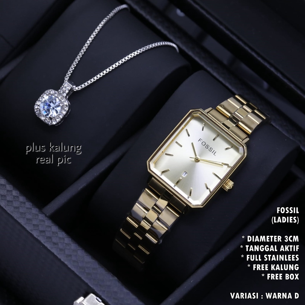 JAM TANGAN WANITA FASHION RANTAI BODY SEGI TANGGAL AKTIF FREE KALUNG