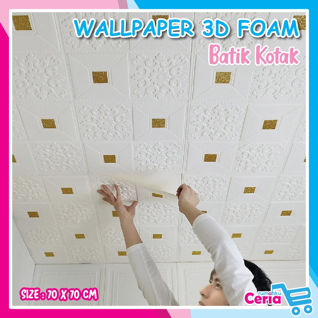 RC - WALLPAPER DINDING KAMAR TIDUR 3D FOAM MOTIF BATIK 70 X 70 CM WALPAPER DINDING RUANG TAMU