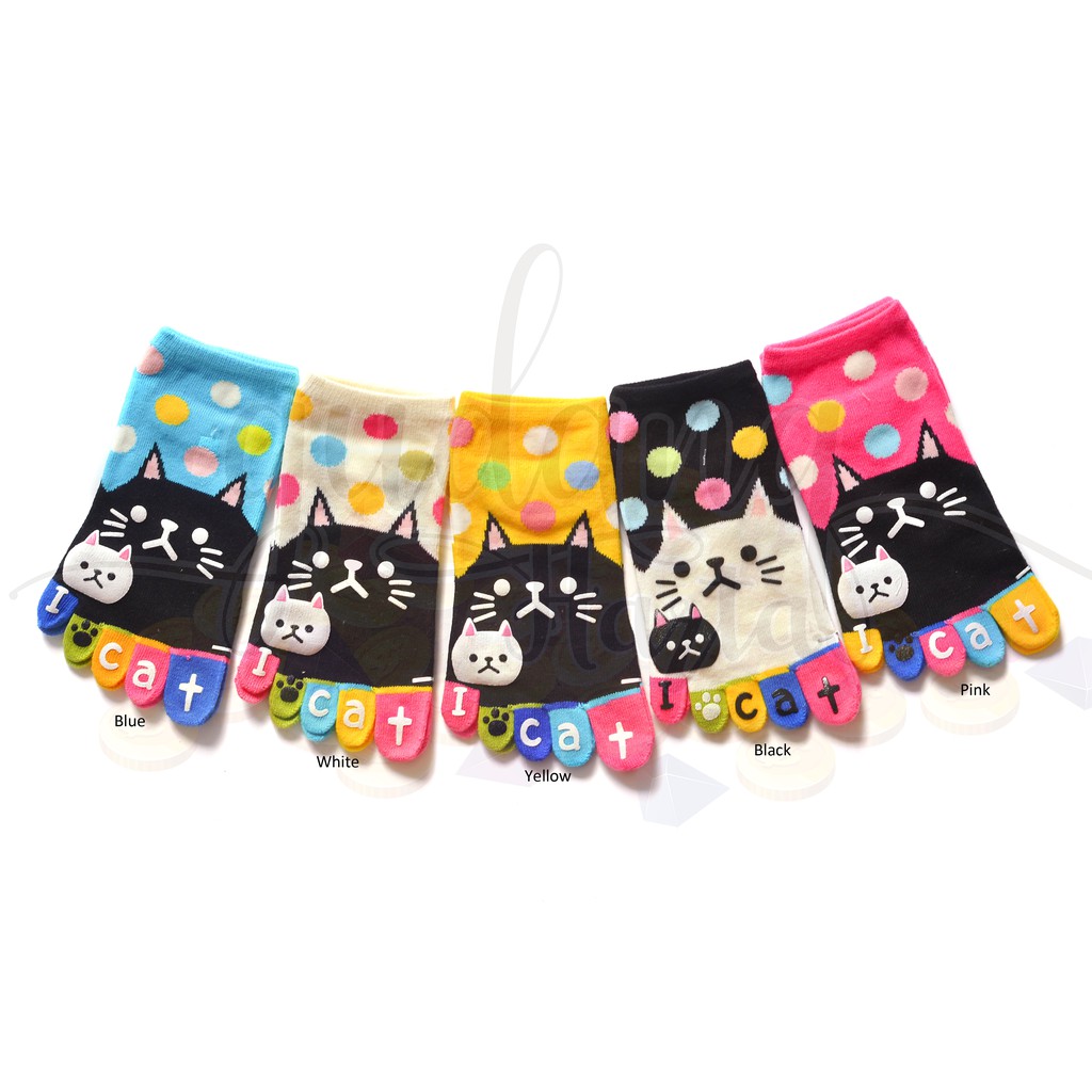 Kaos Kaki Lima Jari Colorful Cat Kucing Lucu Unik Kaos Kaki Yoga Toe Socks GH 103151