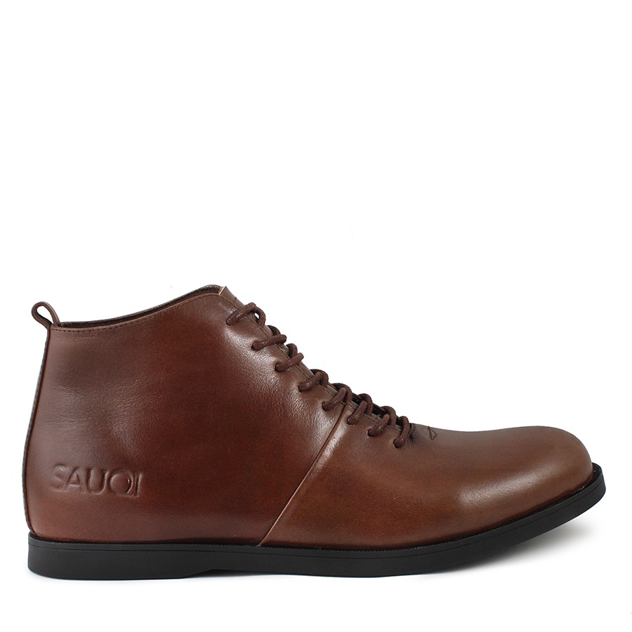 Sepatu Kulit Asli - SAUQI Signore Coklat - Sepatu Pria - Sepatu boots - free kaos kaki !!