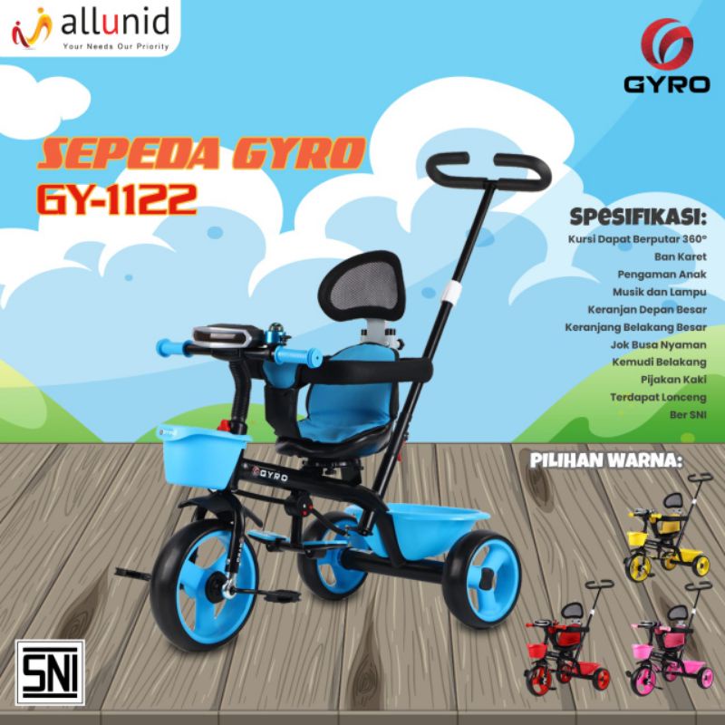 SEPEDA STROLER ANAK GYRO 101C SEPEDA RODA TIGA ANAK TEMPAT DUDUK BISA DIPUTAR~STORELER ANAK~SEPADA ANAK