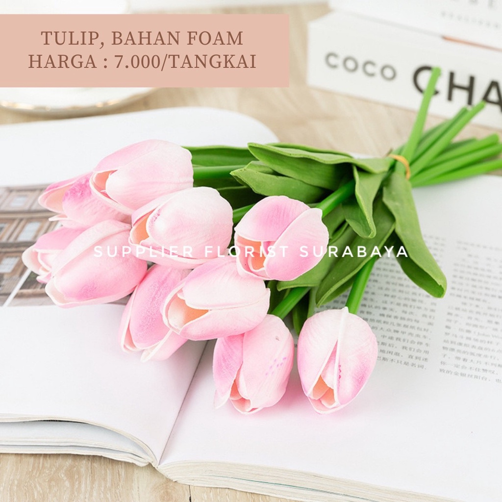 BUNGA TULIP ARTIFICIAL BAHAN FOAM LATEX REAL TOUCH