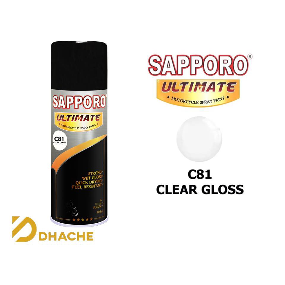 Cat Semprot Pilox Sapporo Ultimate C81 Clear Gloss 400cc Mengkilap Pernis Pengkilap Kilap Glossy