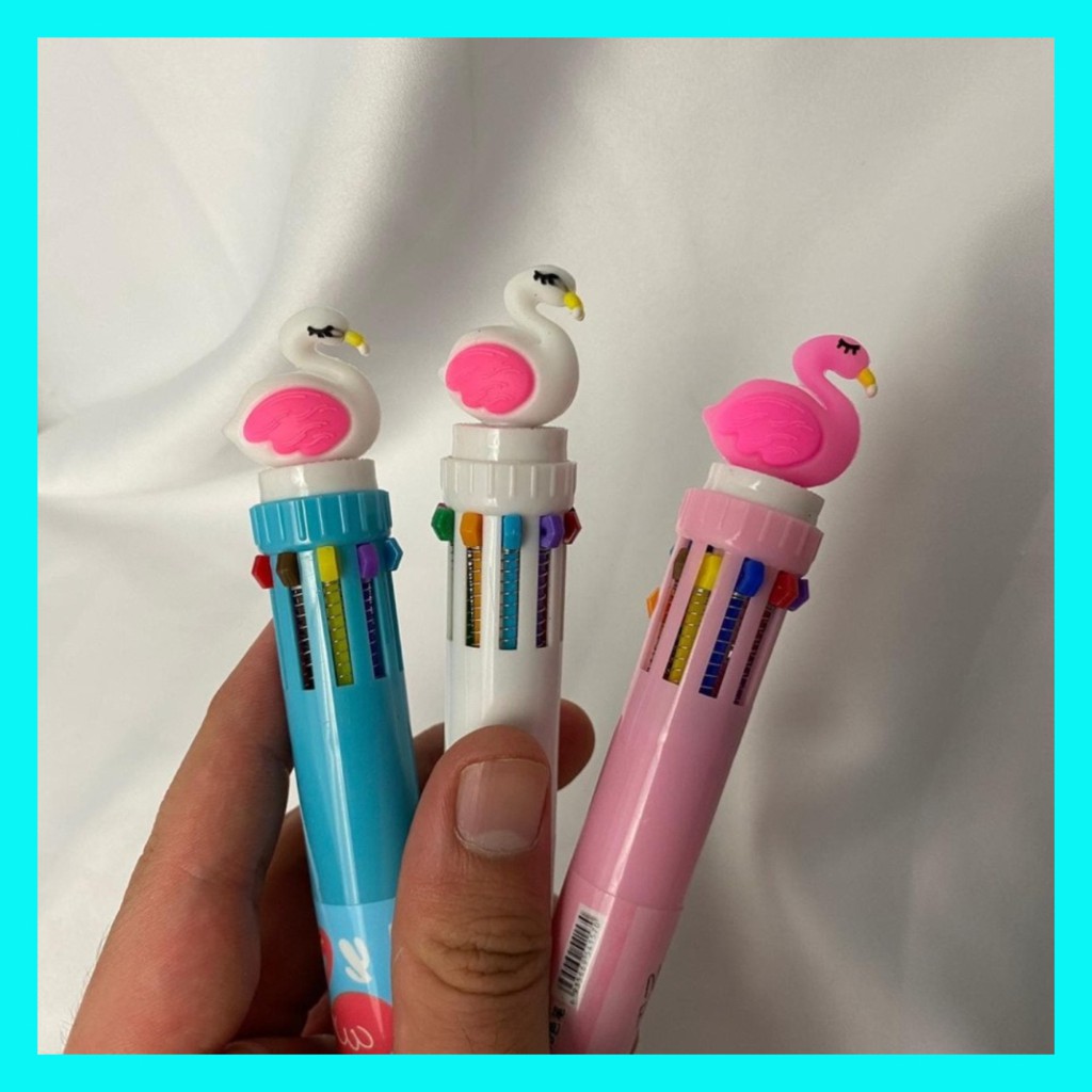 

Pulpen 10 Warna Karakter Flaminggo Imut Pen Murah Warna-Warni Bisa COD