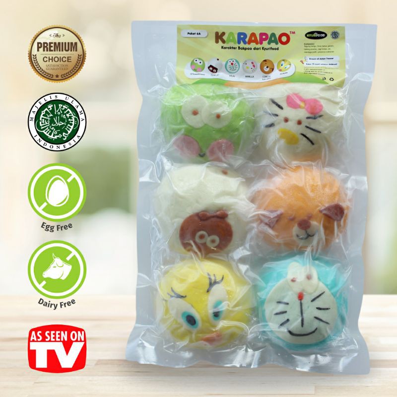 

Bakpao Karakter Karapao Paket 6A Cemilan Sehat Anak Bakpao Halal Bakpao Frozen