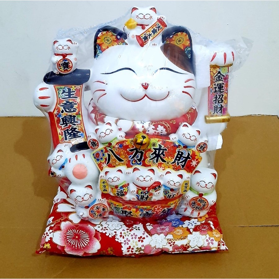 Maneki Neko Kucing Tangan Goyang Pajangan Kucing Hoki Besar Jumbo