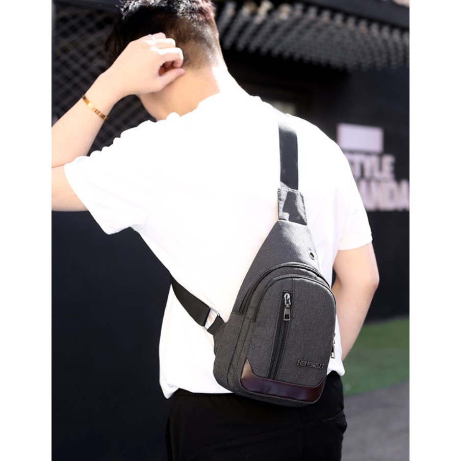 Tas Selempang WATERPROOF 501 Kanvas Men Sling Back Cowo Messanger Korea Fashion Shoulder Bag