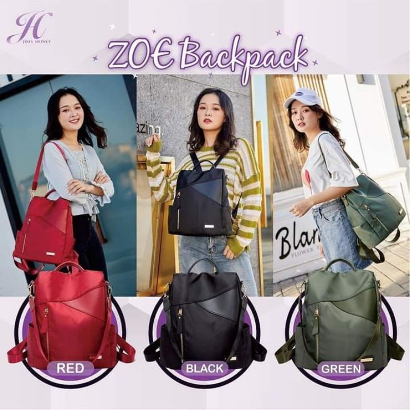 zoe backpack jimshoney tas ransel wanita