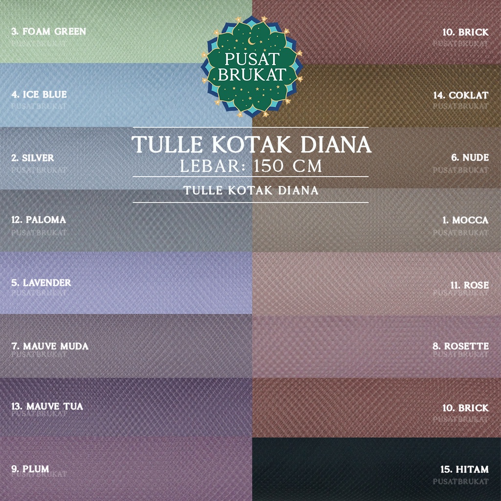 KAIN TILE HALUS DIAMOND DOT DIANA / TILLE KOTAK / MESH DOT / SOFT TULLE NORVINA, LEBAR 150CM [harga per 0.5m]