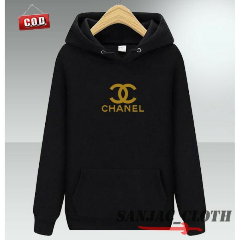SANJAC_CLOTH > HOODIE SWEATER PRIA & WANITA CHANEL TEXT GOLD >BAHAN FLECEE PREMIUM UNISEX >JAKET
