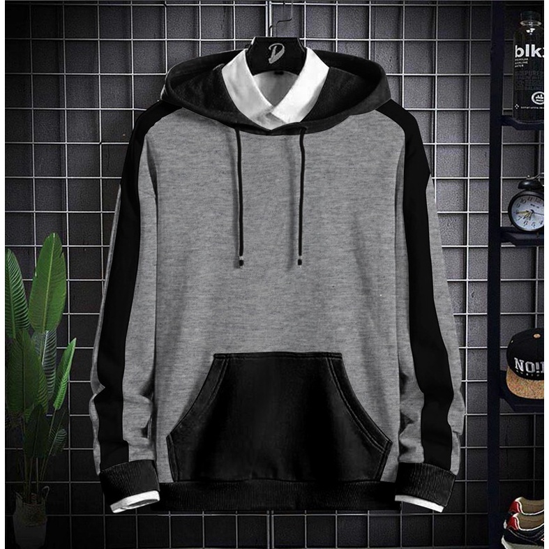 Hoodie Polos Kombinasi / Hoodie Terbaru / Hoodie Dewasa / Hoodie Pria | Yu Yaka