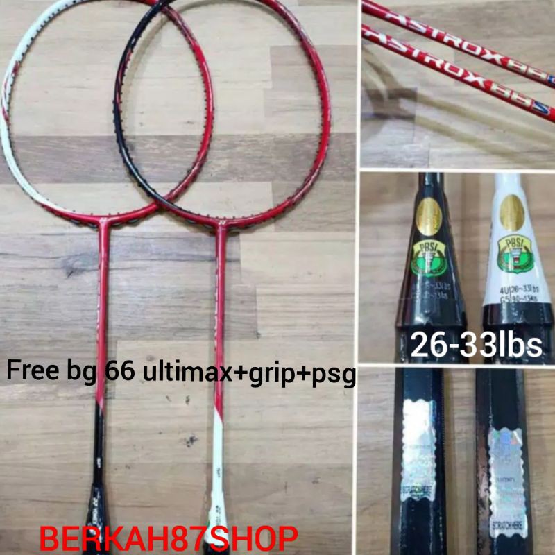 RAKET BADMINTON YONEX ASTROX  88S PREMIUM 33LBS +SENAR+GRIP HANDUK+PSG