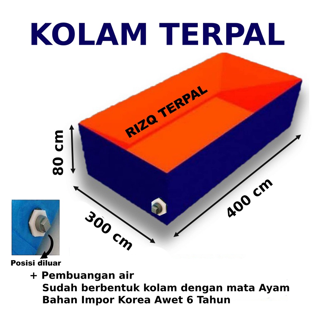 Terpal Kolam Terpal Ikan Kotak 300x400x80 / 3x4x08 / 400x300x80 / 4x3x08 Terpal Kolam bahan import k