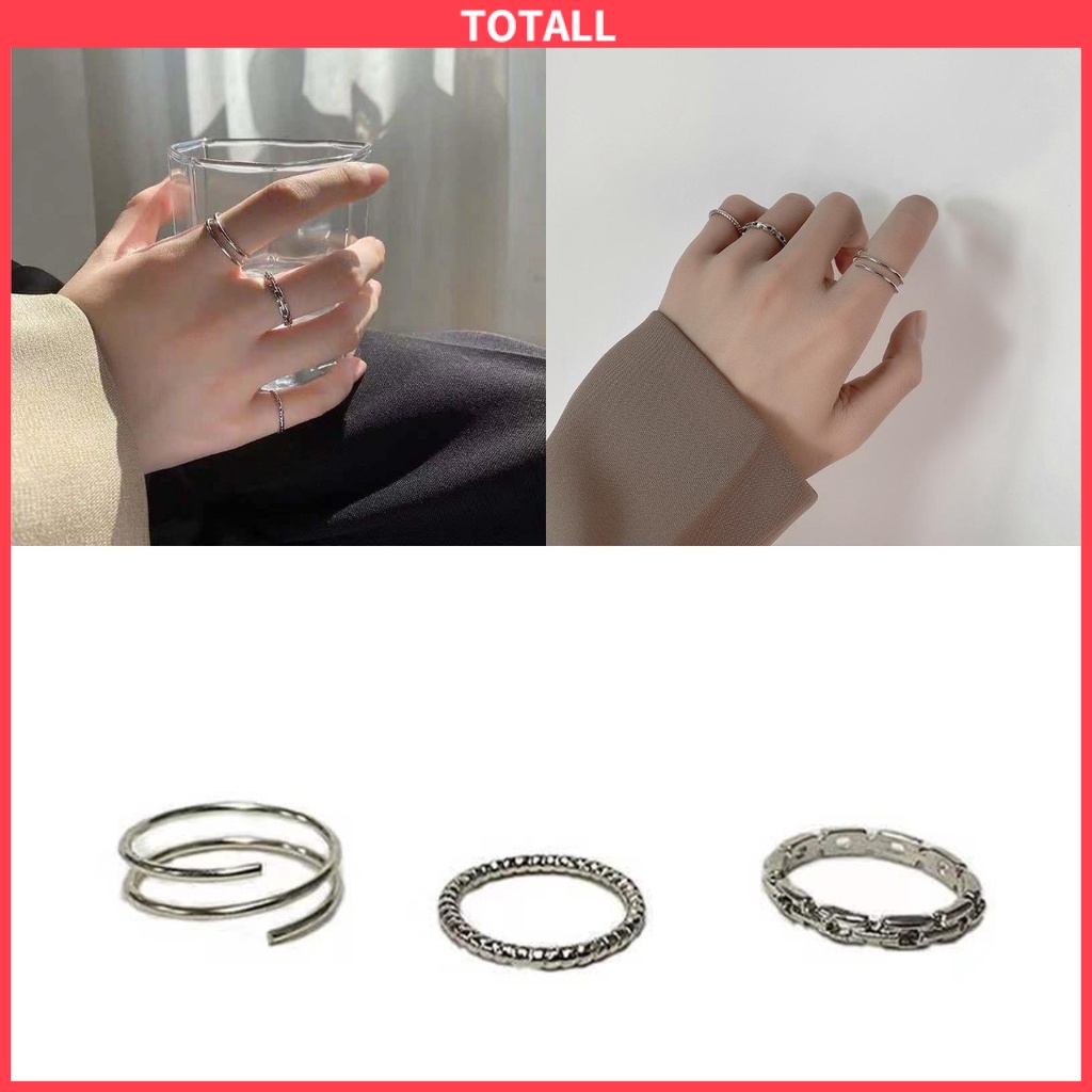 【Sri&amp;COD】3PCS cincin cewek model terbaru cincin 3 in 1 korea wanita cincin gaya fashion murah