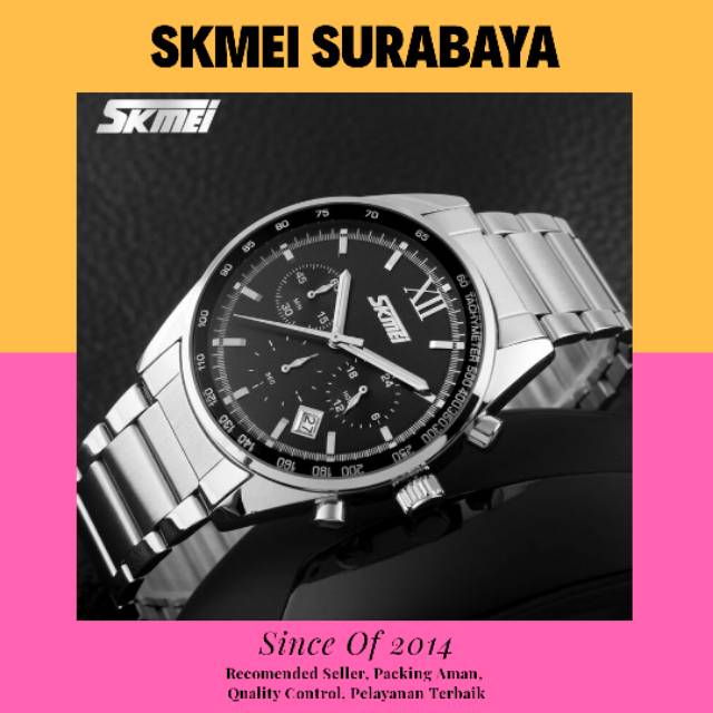 COD / BAYAR DITEMPAT SKMEI 9096CS JAM TANGAN PRIA RANTAI ORIGINAL